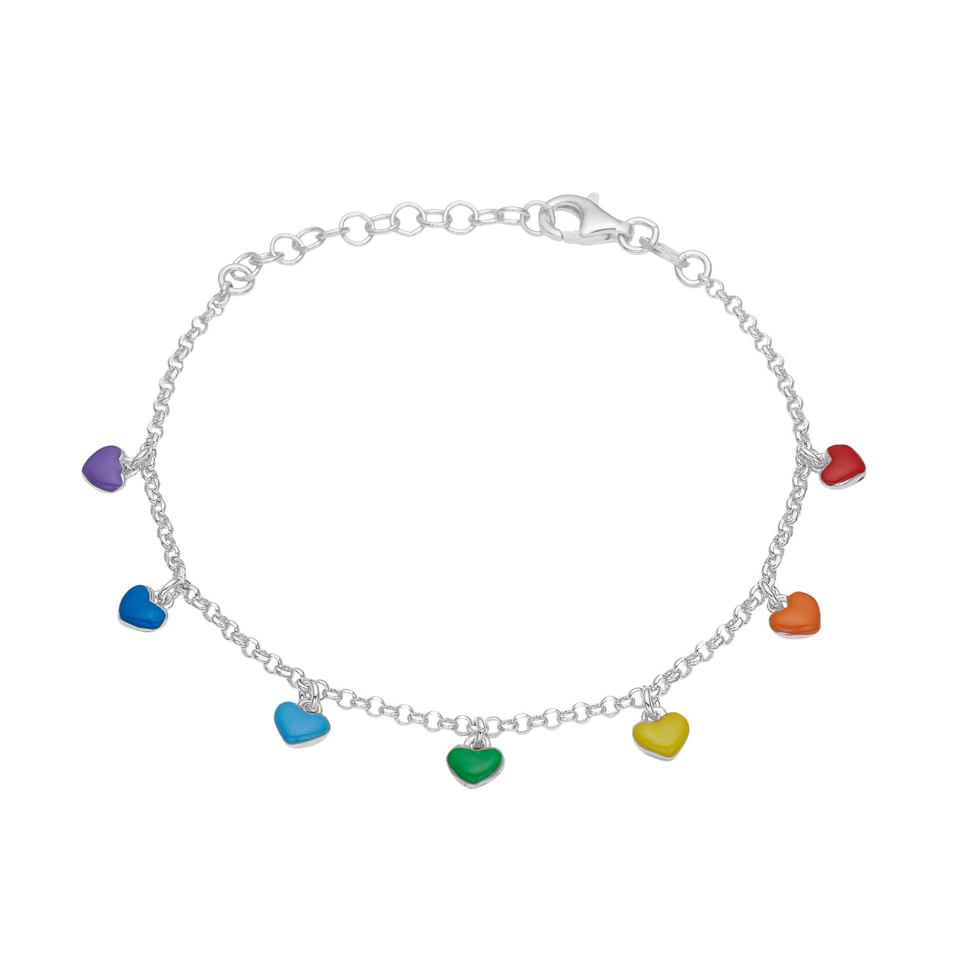 Hjerte regnbue armbånd sølv