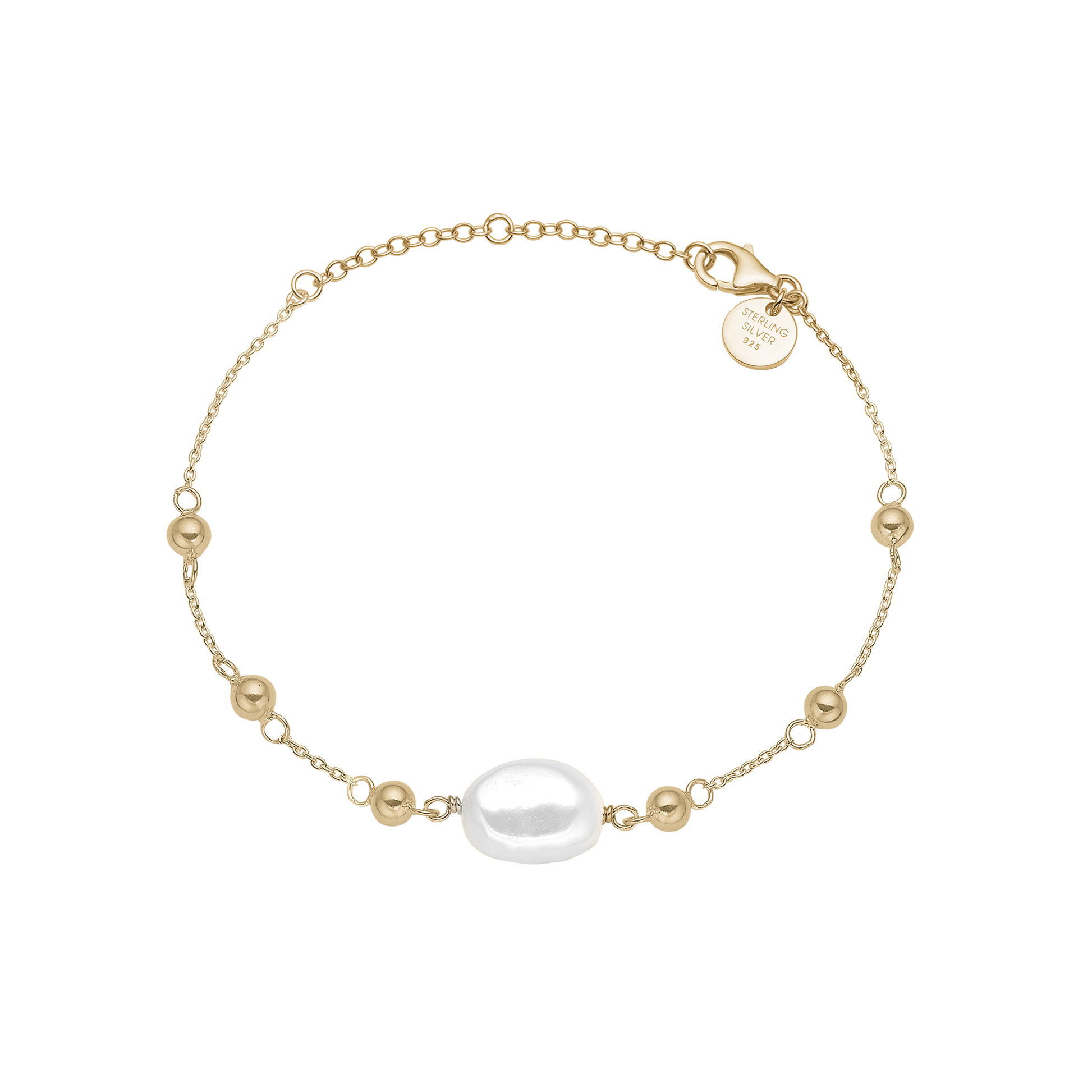 Armbånd forgyldt, Barok perle