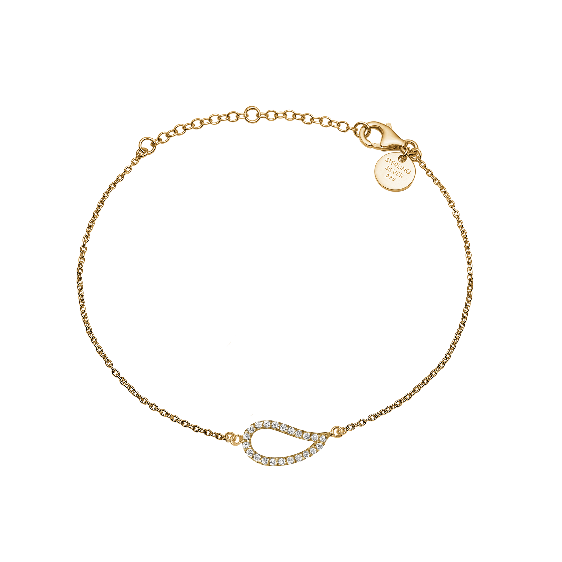 Armbånd forgyldt, CZ Blad