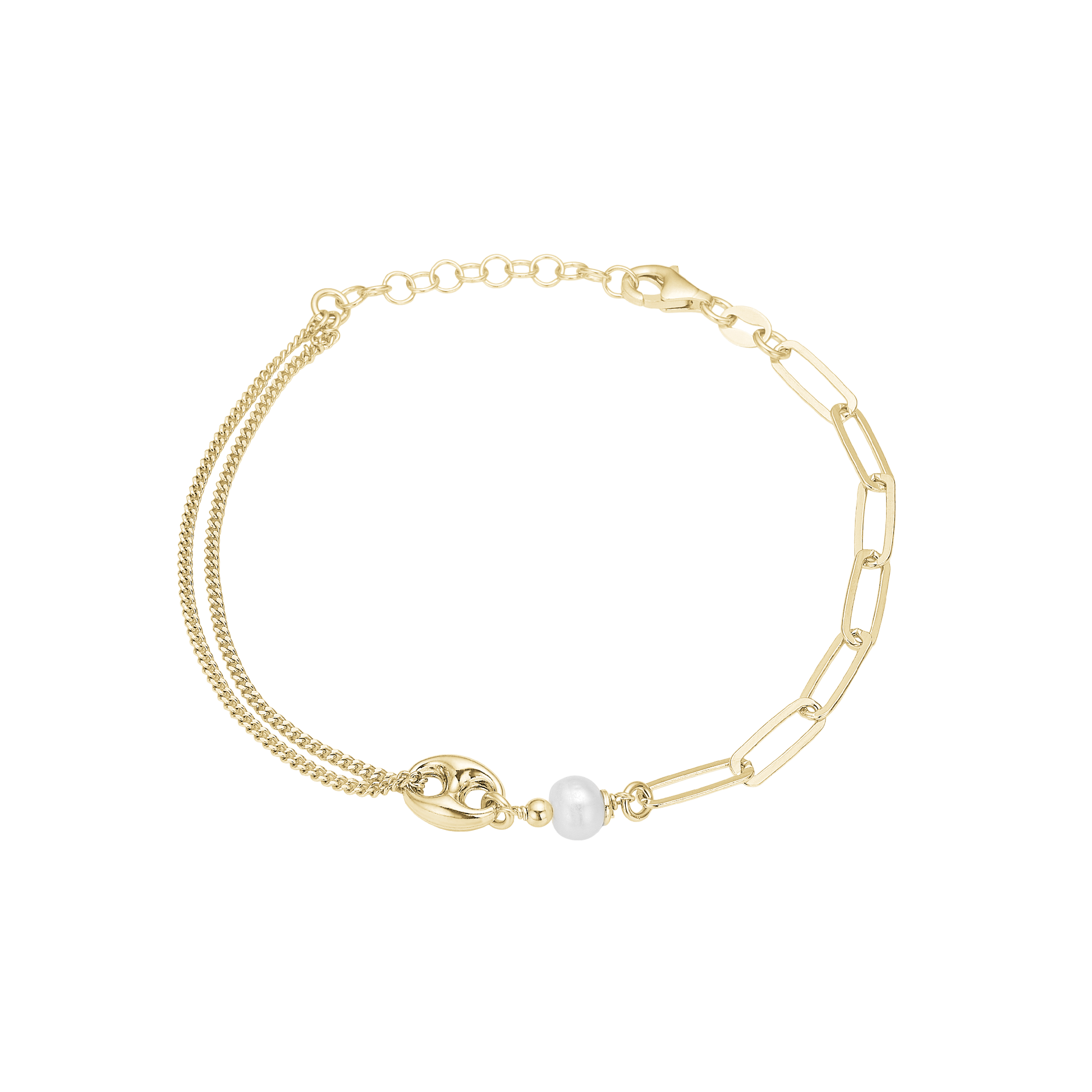 Armbånd Led/bønne, 19 cm, forg sølv
