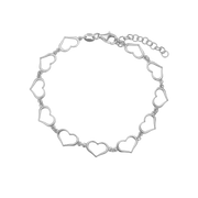 Armbånd, Hearts, 16+3cm sølv