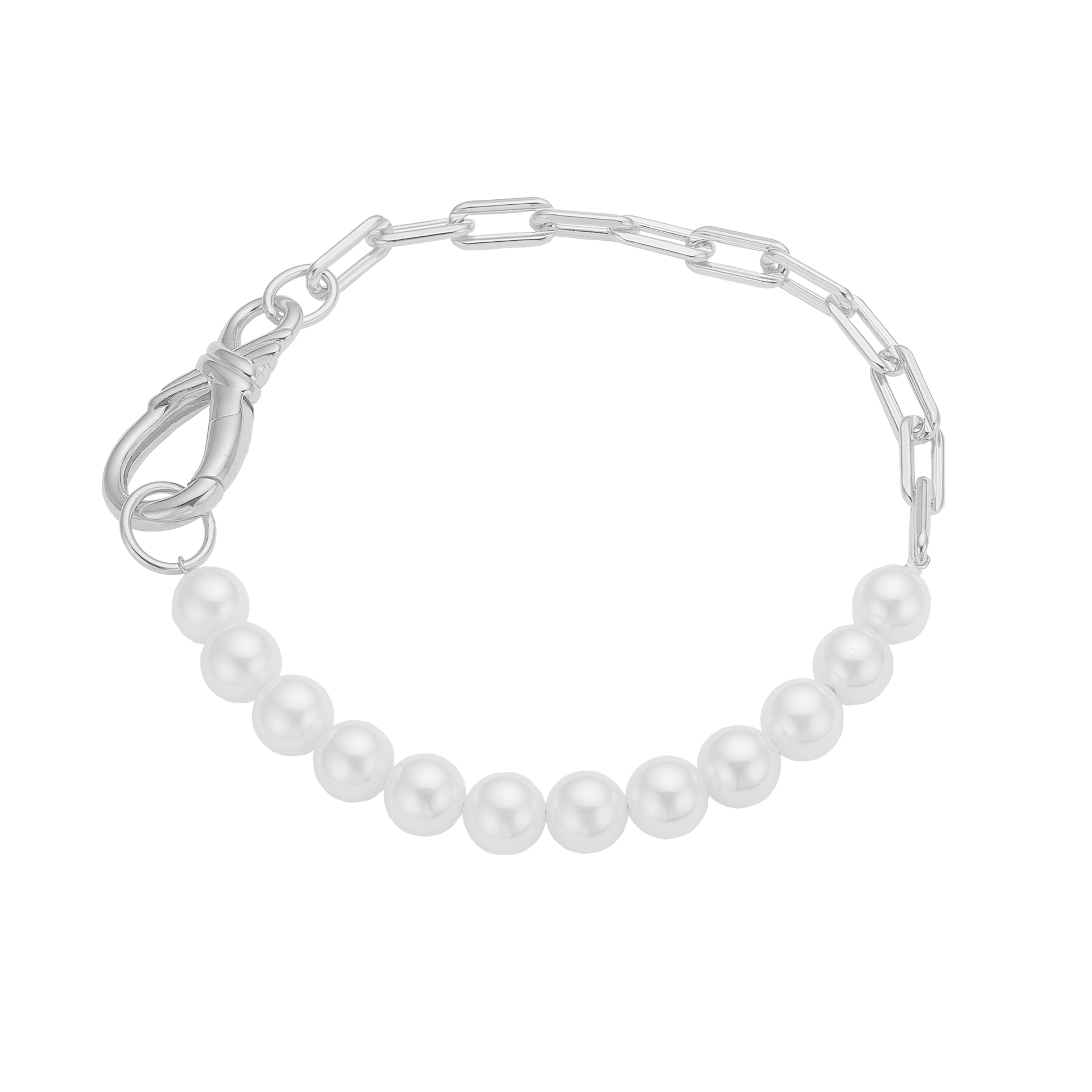 Armbånd, Perle links 20 cm, sølv