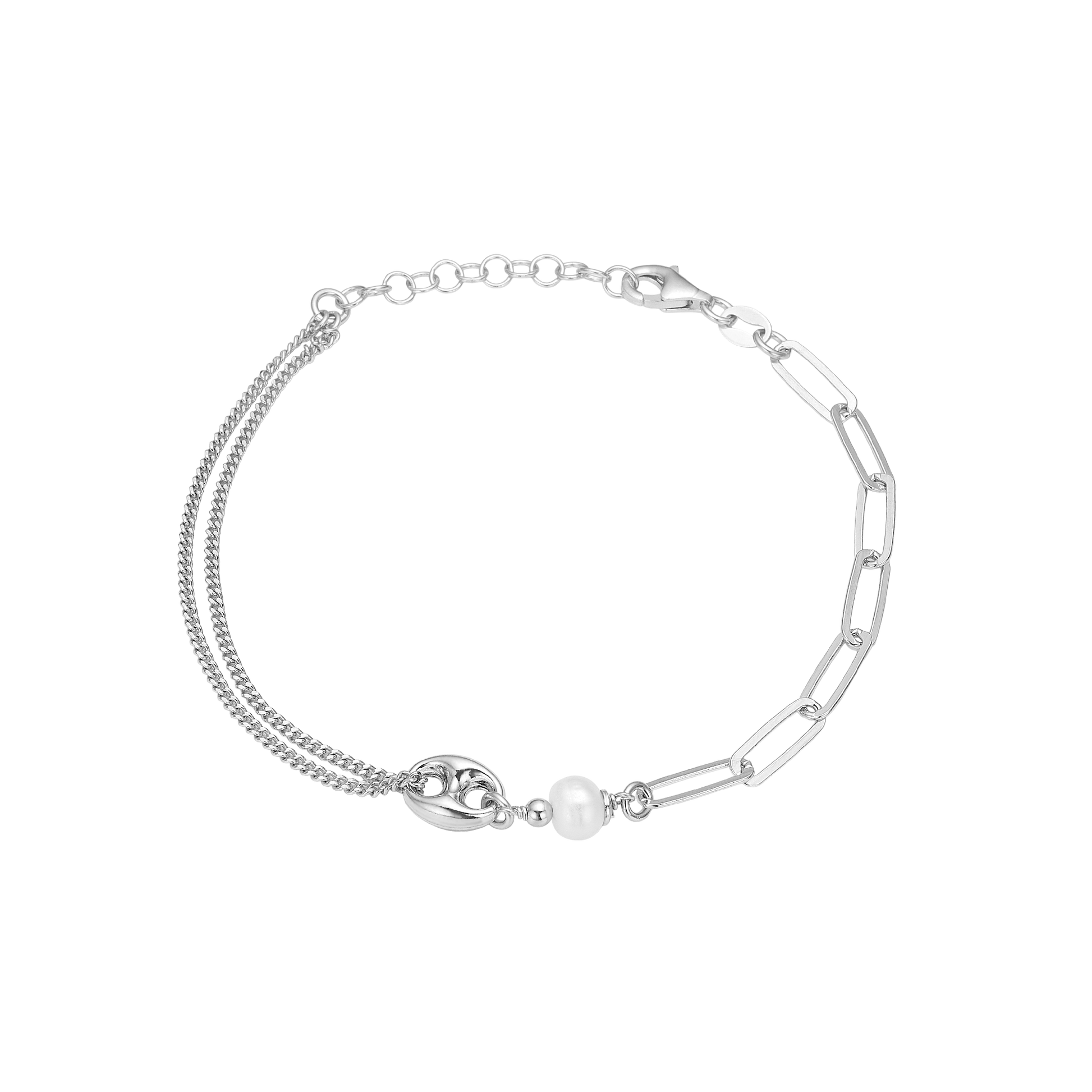 Armbånd Led/bønne, 20 cm, sølv