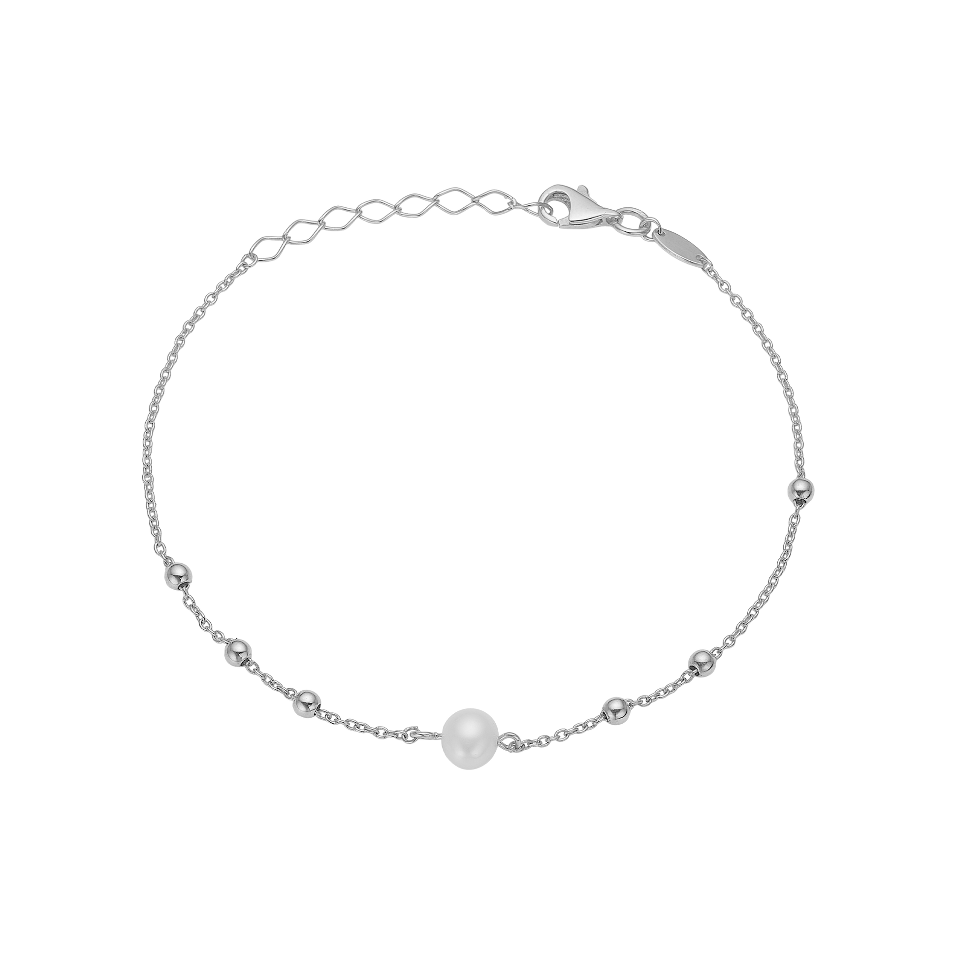 Ferskvands perle armbånd, 20cm, sølv