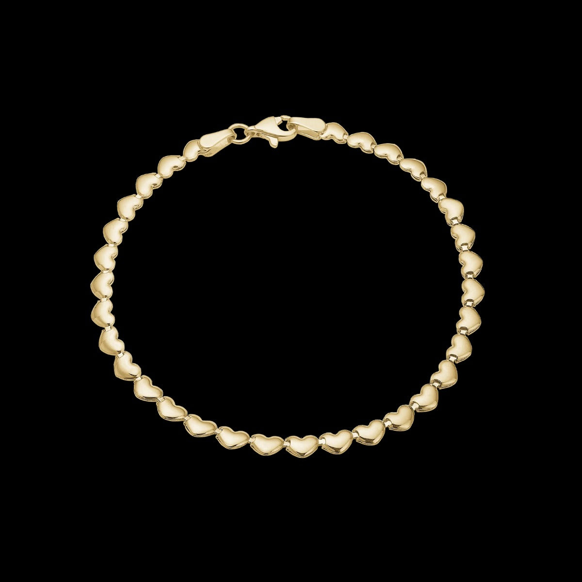 Armbånd 8kt, små hjerter, 19 cm, 1601-G8-12