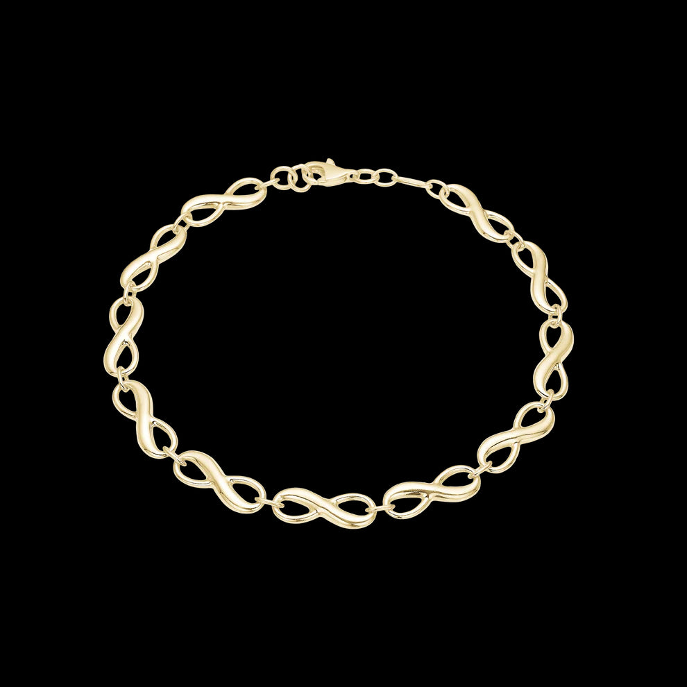 Armbånd, forgyldt sølv med Evighedstegn, 19 cm 