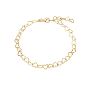 Ankelkæde Hjertekæde, 23+4 cm, forg. søl