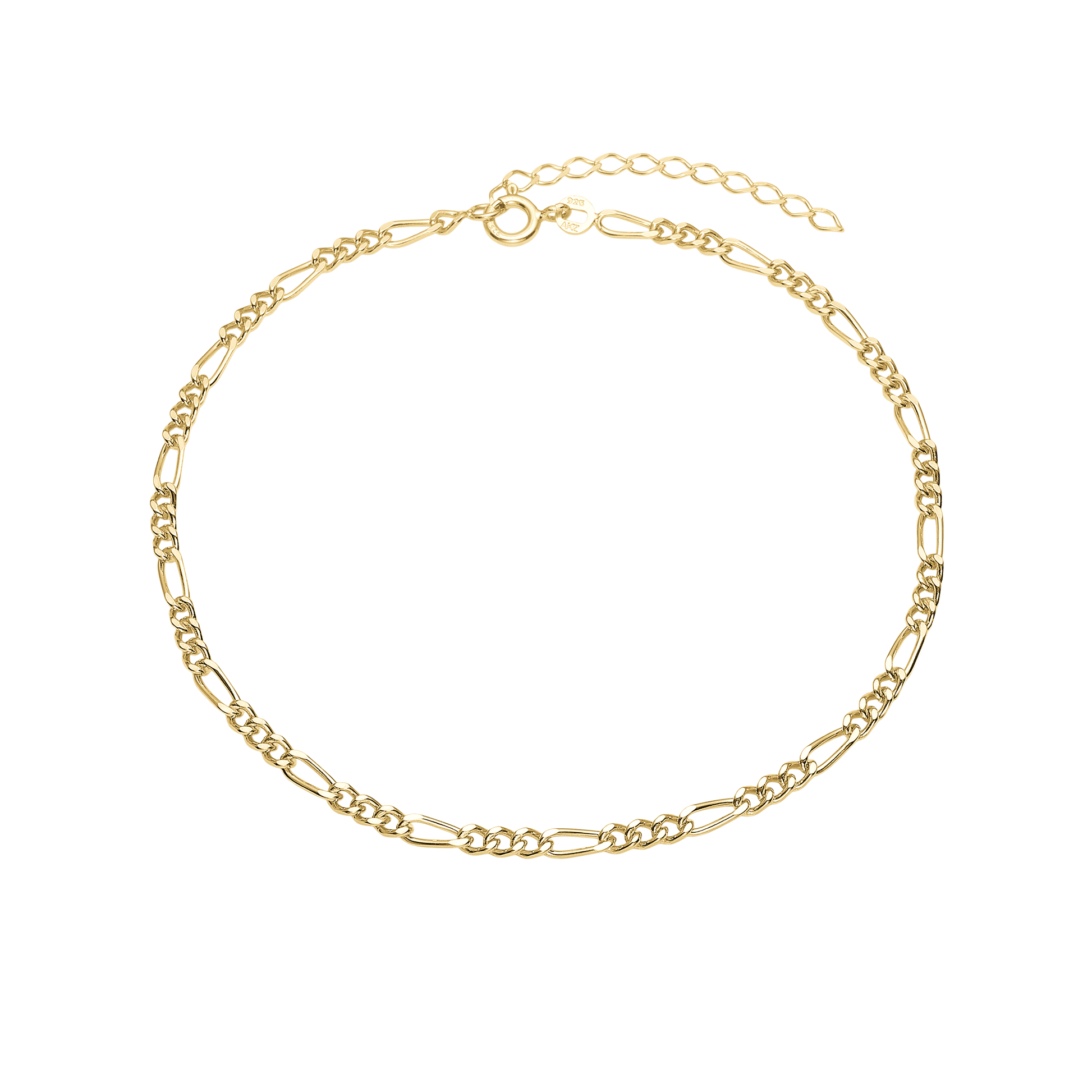 Ankelkæde Figaro, 23+4cm, forg sølv