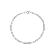 Ankelkæde runde led, 23+4 cm, sølv