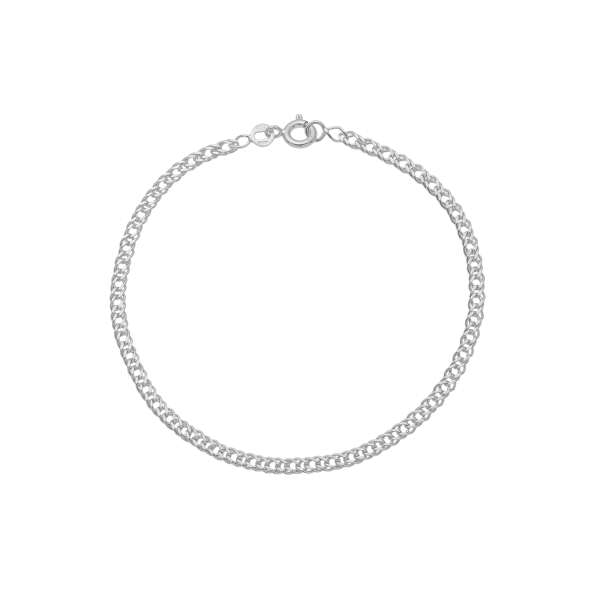 Ankelkæde runde led, 23+4 cm, sølv