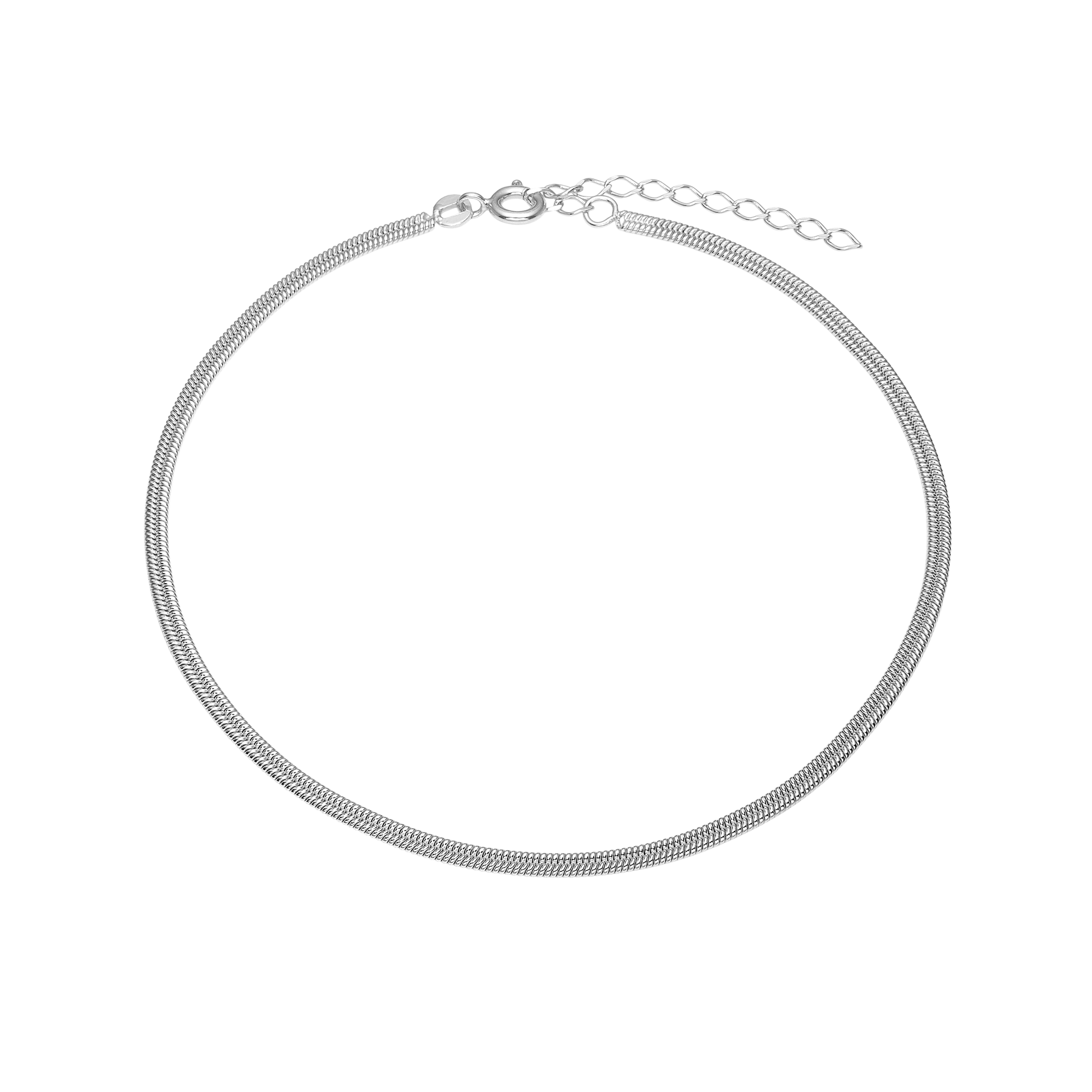 Ankelkæde Snake, 23+4cm, sølv