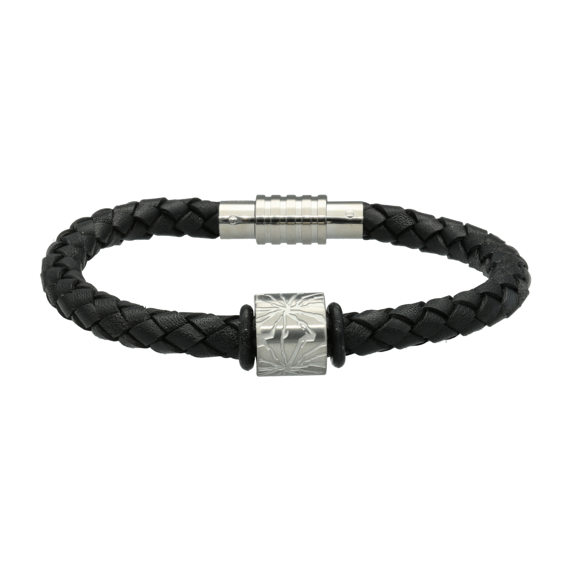 MENS sort armbånd med charm