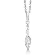 Sølv halskæde rhodineret øje af 2 buer med 3 syntetisk cubic zirconia.