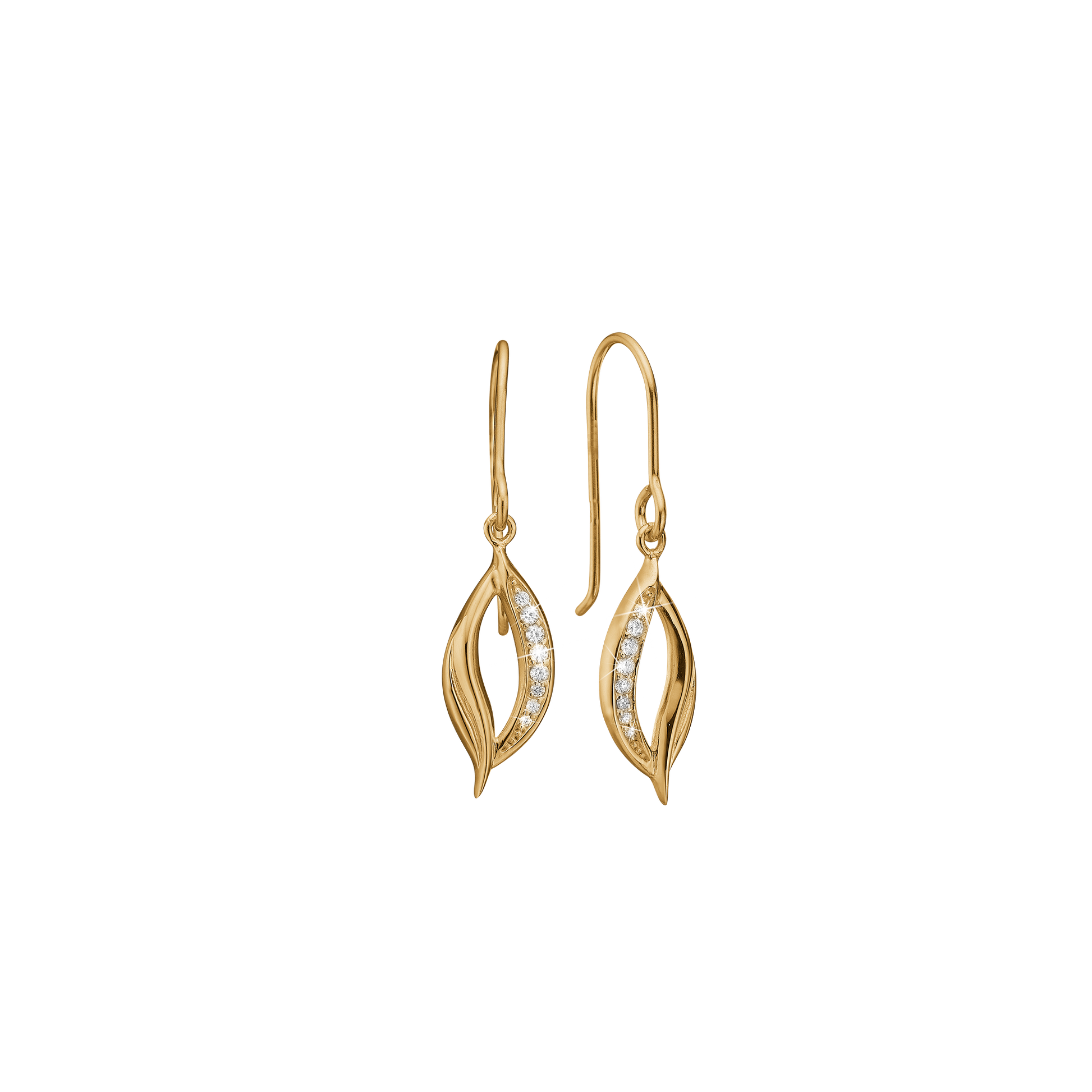 Ørehænger, 8kt guld, blad m/16 cz