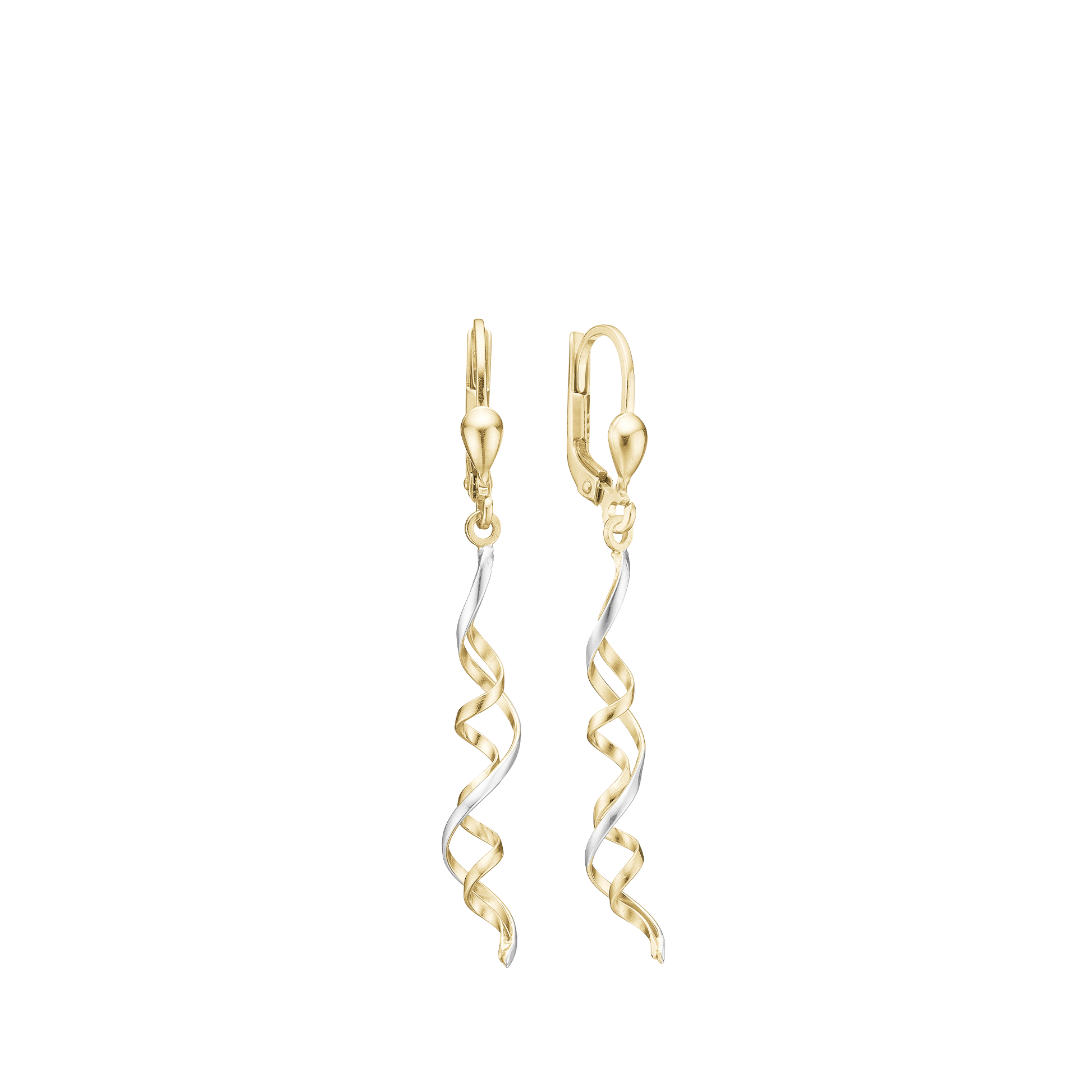 Ørehænger 8kt, twist guld/hv guld 43mm
