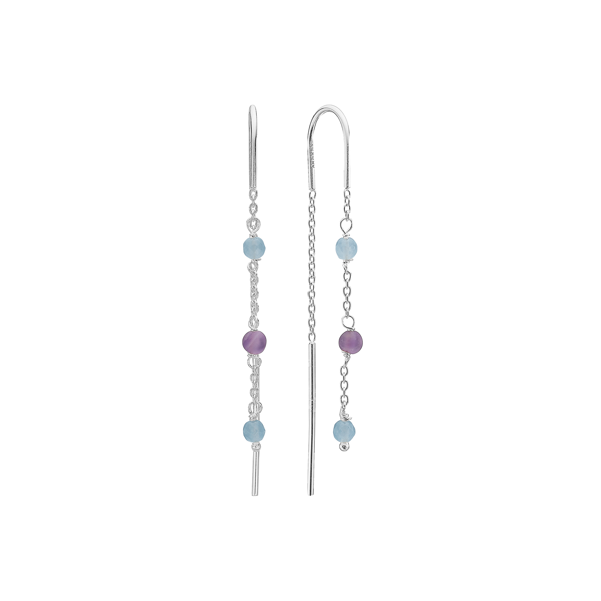 Ørehænger, Amethyst/Blå Quartz, sølv