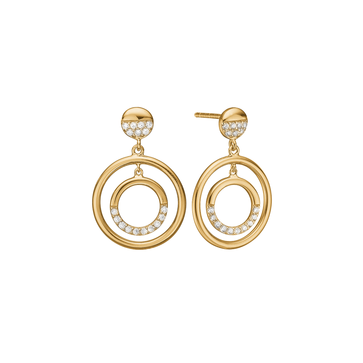 Ørehænger, dråber m/cz, forg sølv