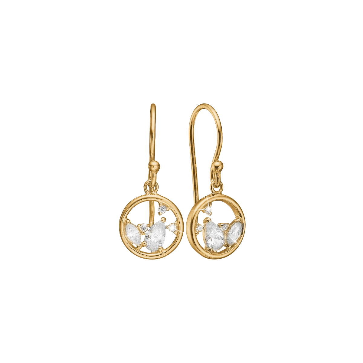 Ørehænger, dråber m/cz, forg sølv