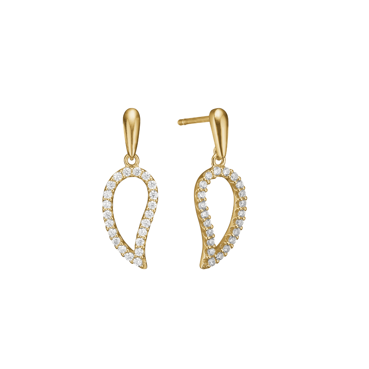 Ørehænger, dråber m/cz, forg sølv