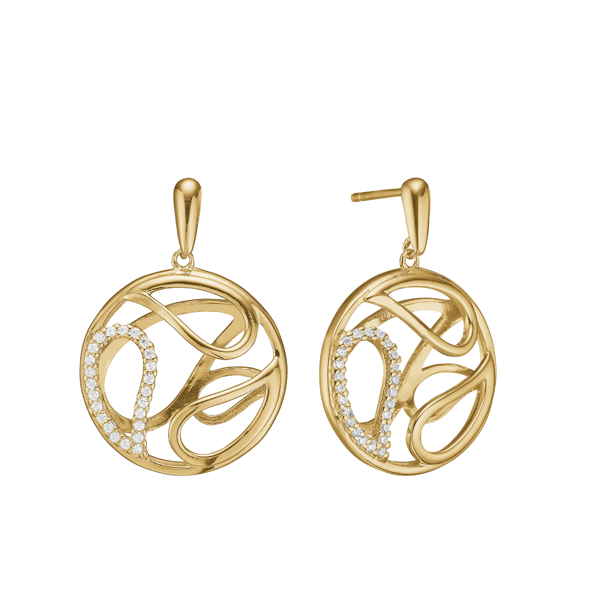 Ørehænger, dråber m/cz, forg sølv