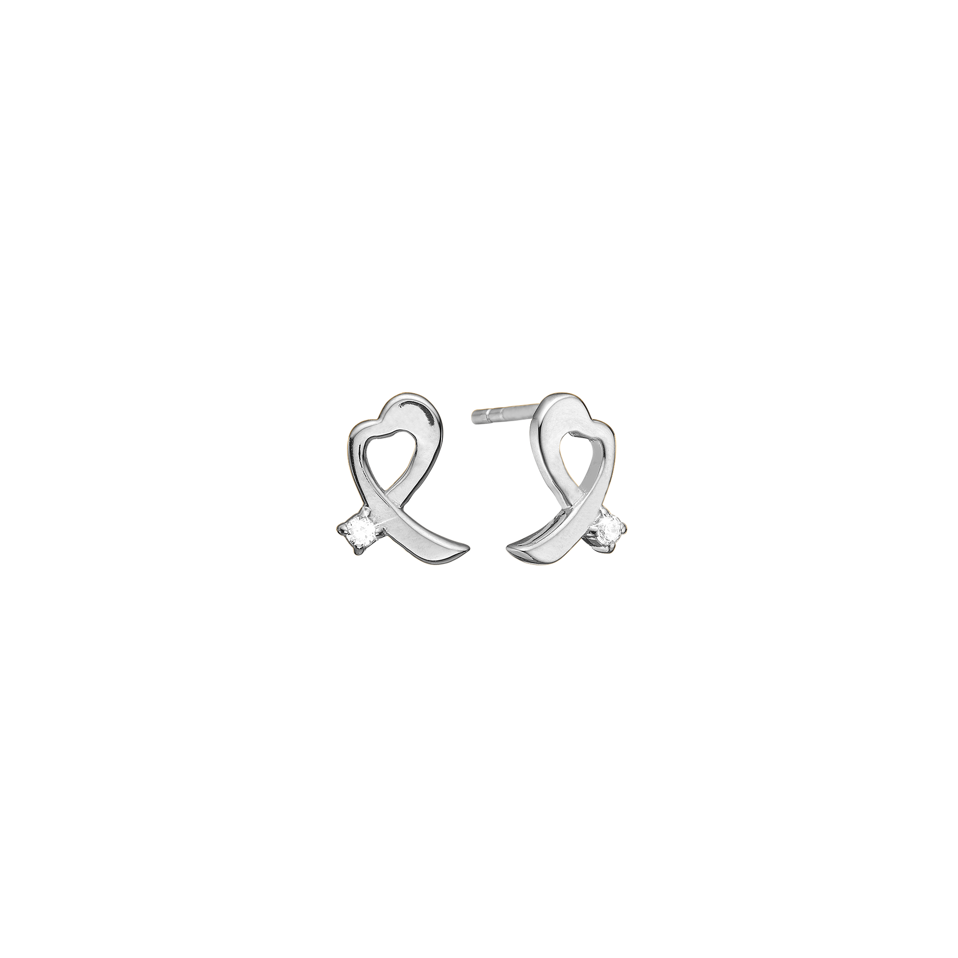 Ørestikker, 8k hvidguld m 2 x 0,01CT dia
