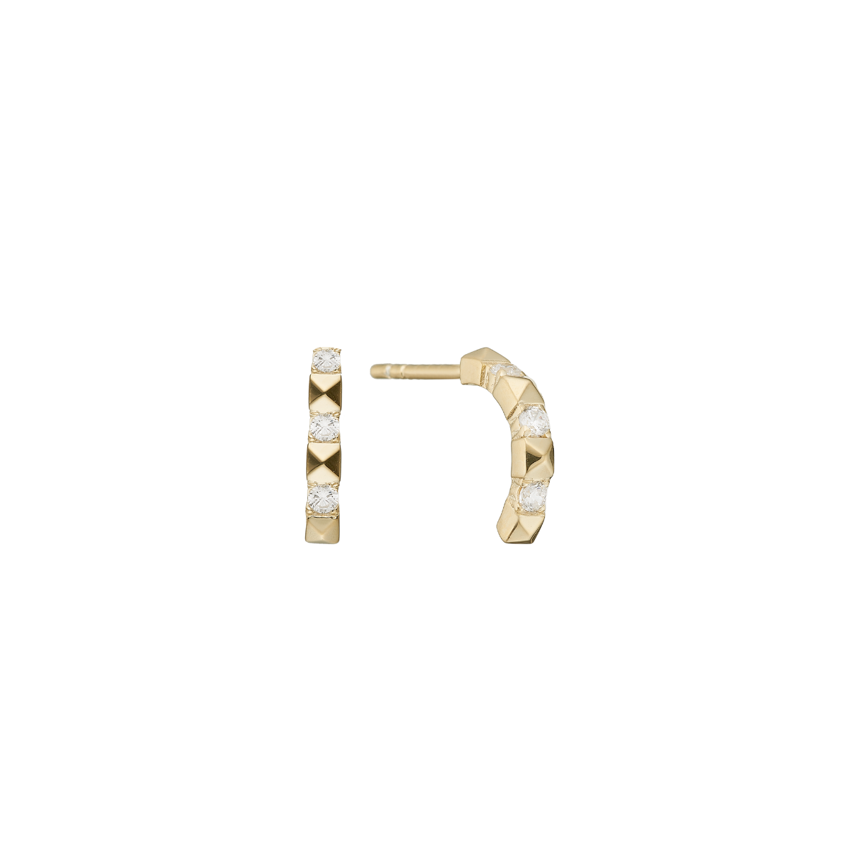 Ørestikker i 8 karat guld med zirconia, Bjergtinder