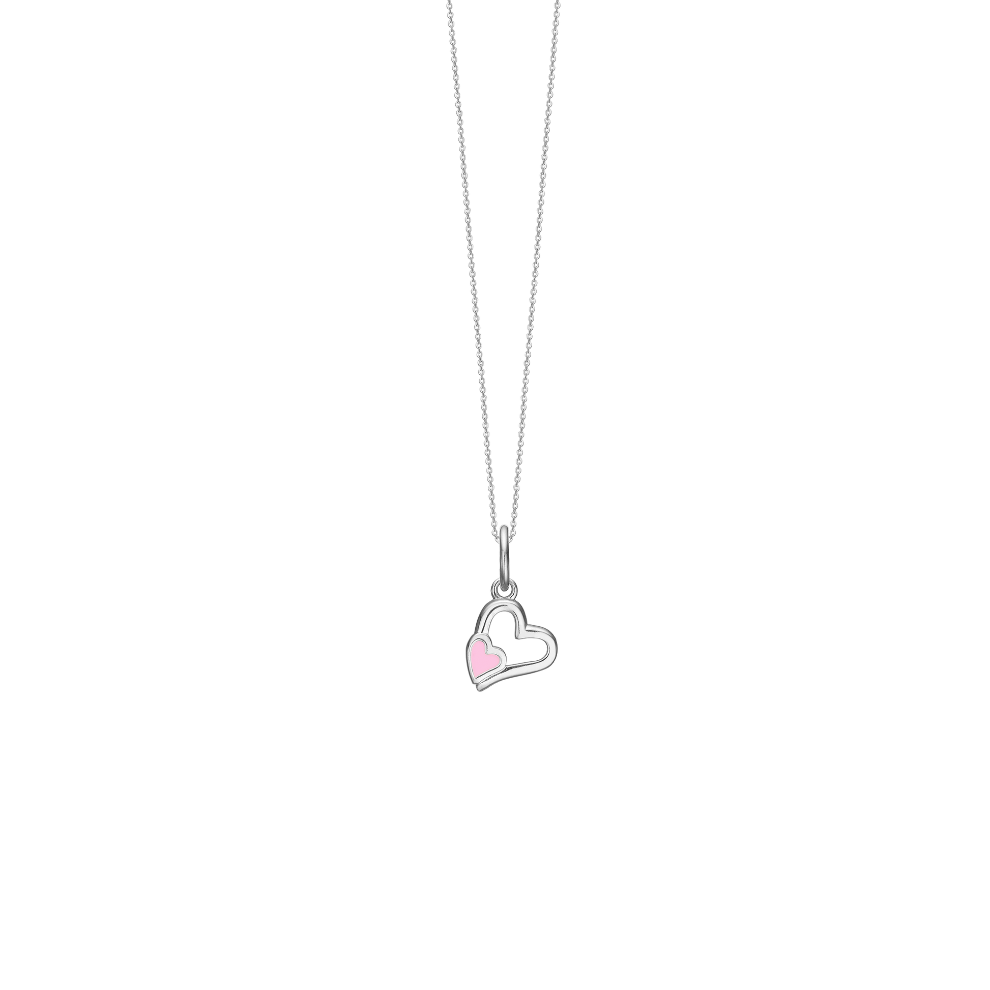 Halskæde, Pink Hearts, sølv