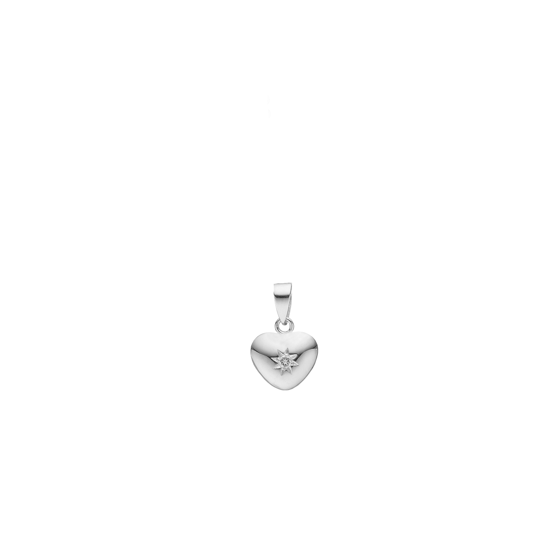 Hjerte, sølv, 9x11 mm 0,03ct labgrown di