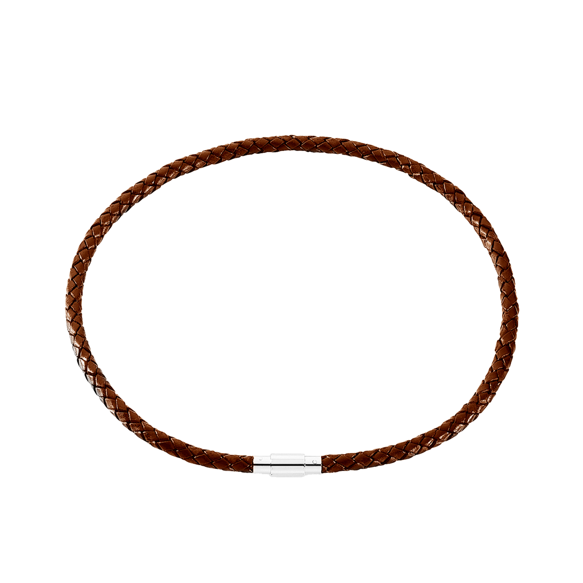 LÆDER COLLIER BRUN FLET M/STÅL LÅS