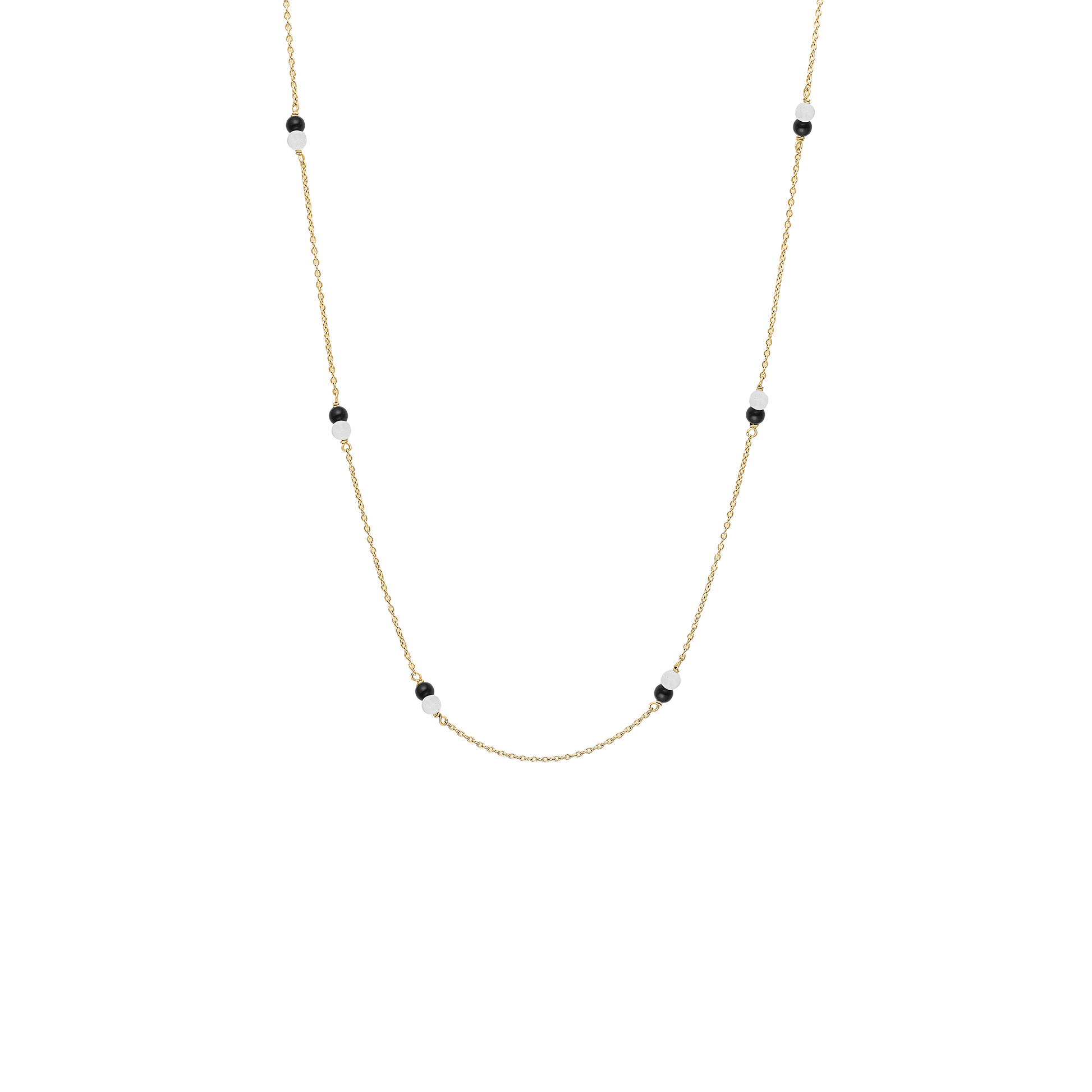 Halskæde, sort Onyx/grøn amazonite, forg