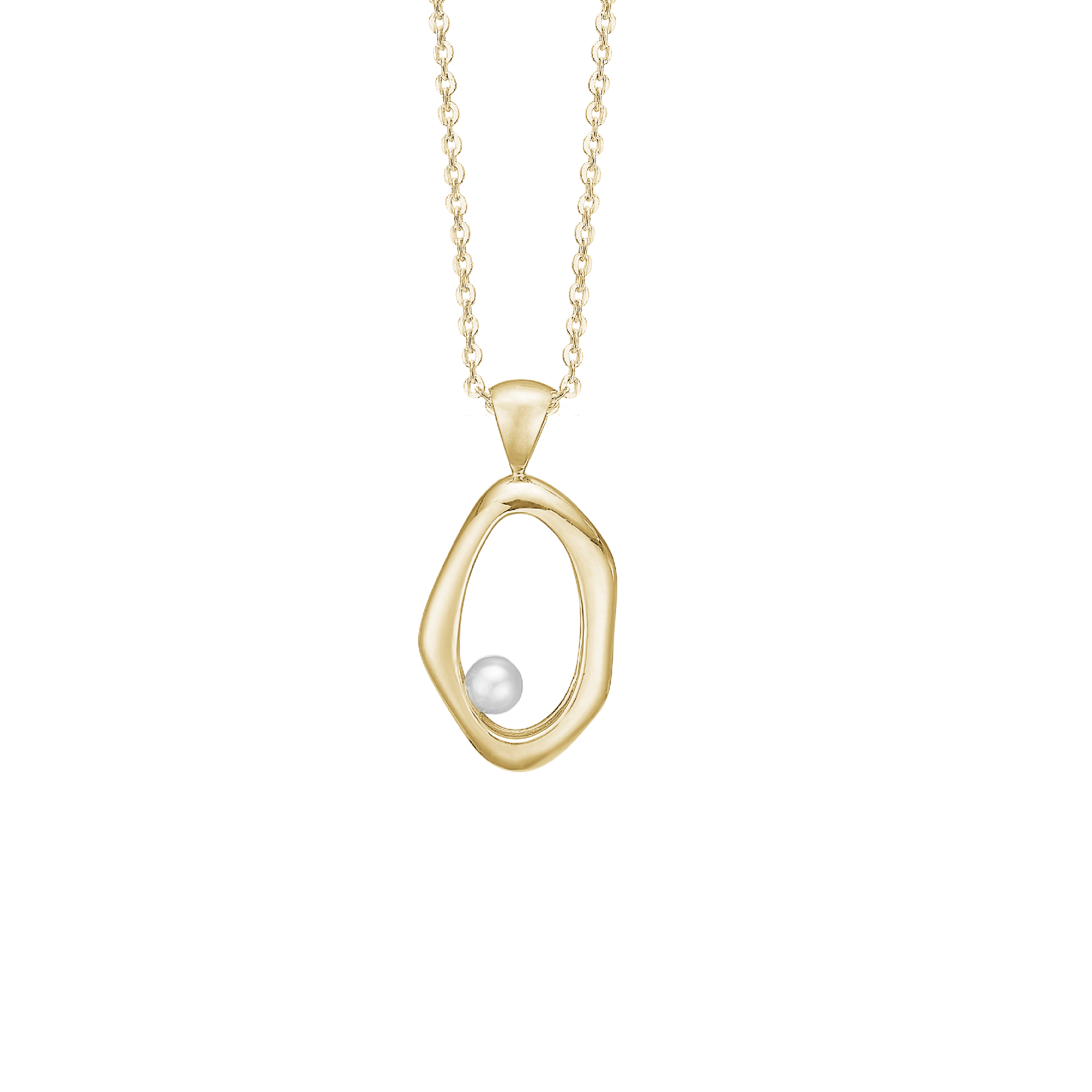 Halskæde m/ferskvandsperle, 20x17mm, 46c