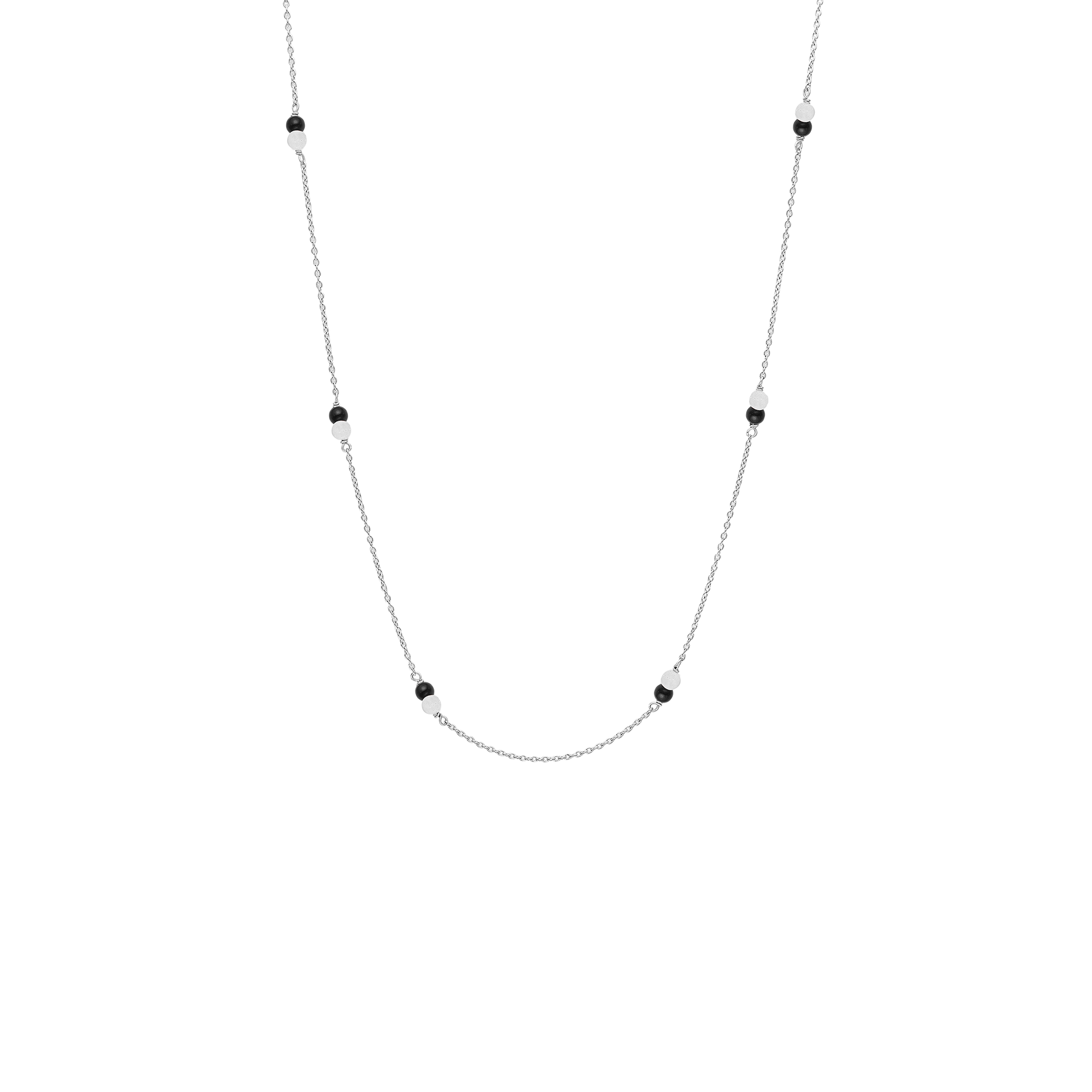 Halskæde, sort Onyx/grøn amazonite, sølv
