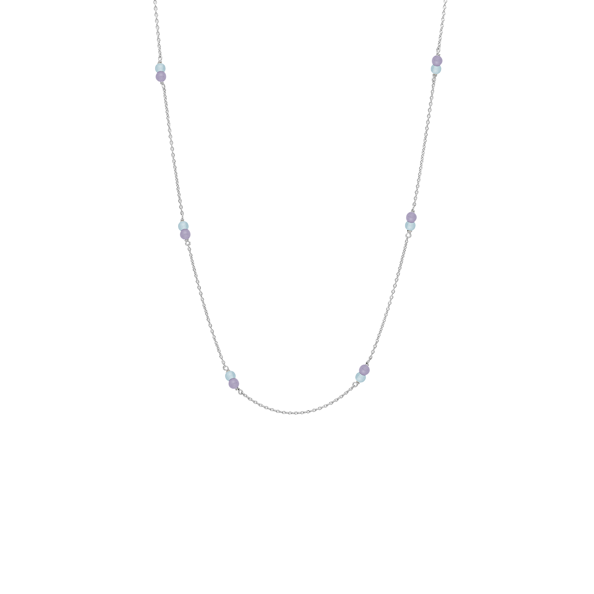 Halskæde, Amethyst/Blå Quartz, sølv