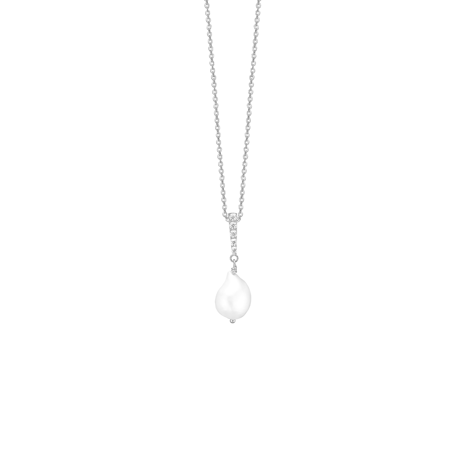 Halskæde, Sparkling Pearls, sølv 45cm