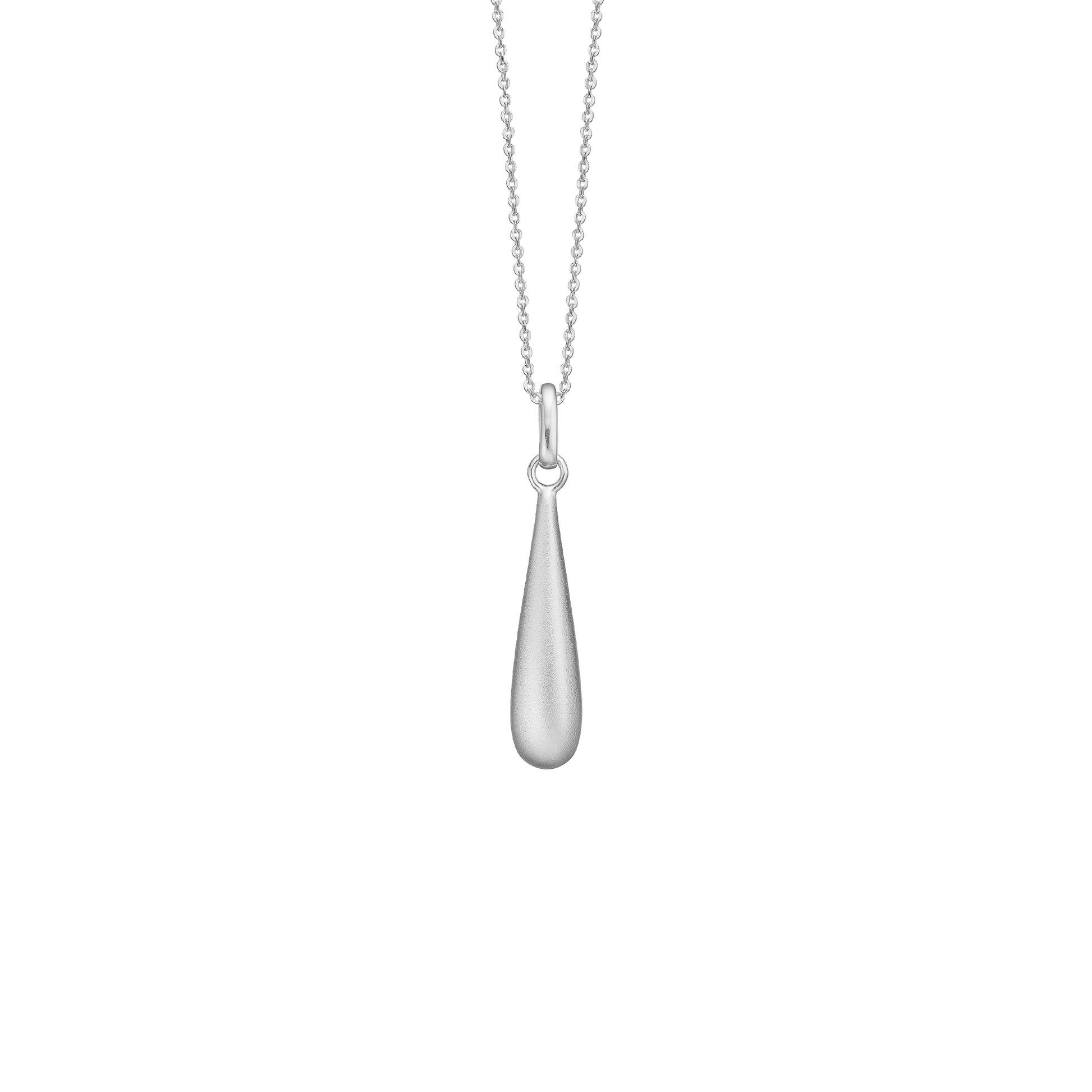 Halskæde, Drop sandblast, sølv 45cm