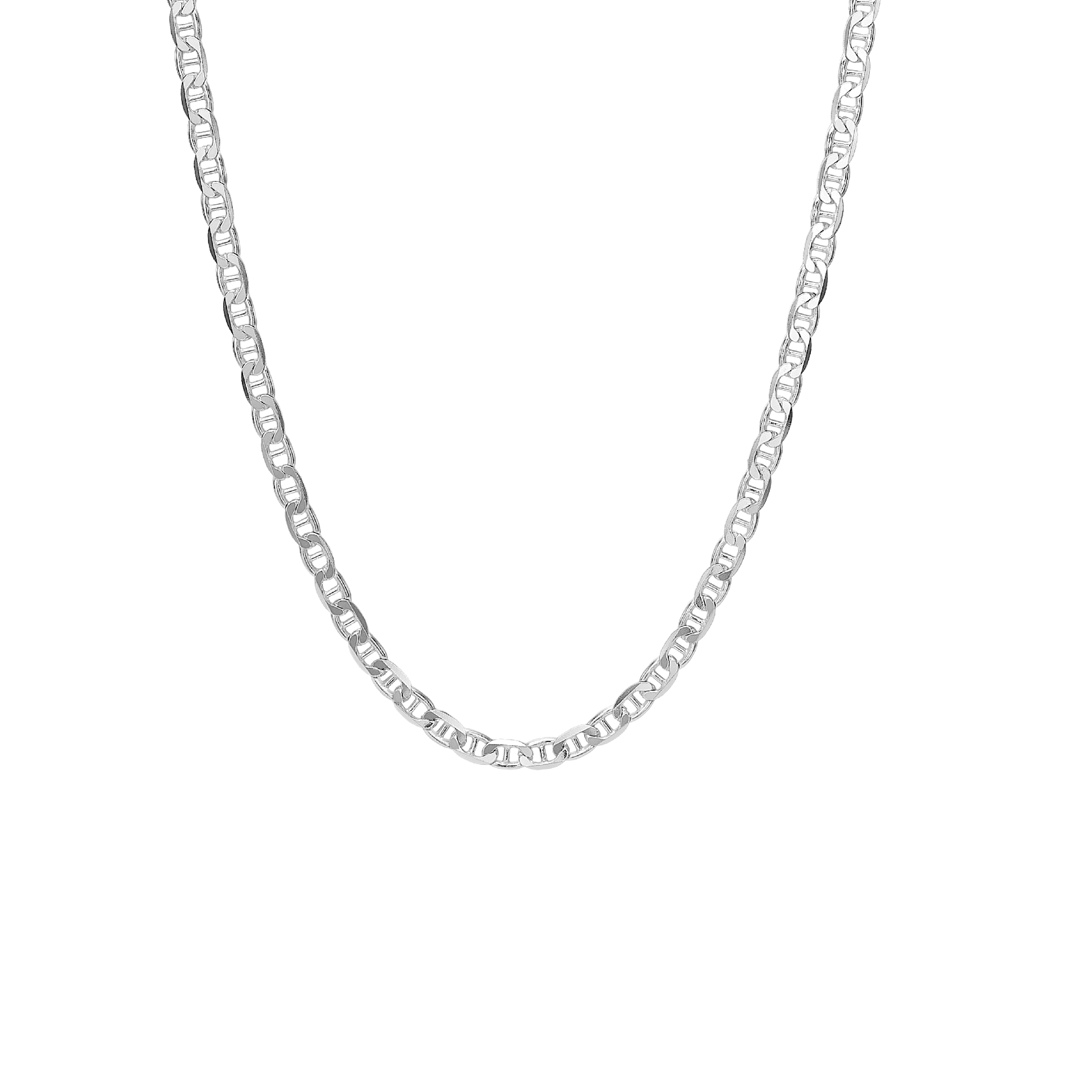 Halskæde Facet bønne, 42+3cm, sølv