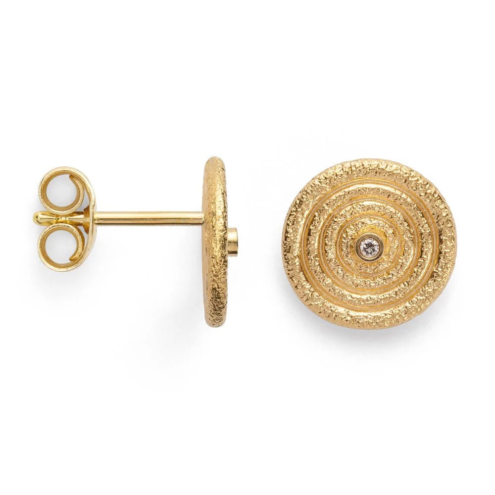 18 karat guld ørehænger mat/børstet, br 0.01ct W - SI - Urma.dk