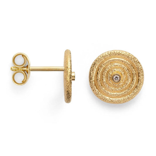 18 karat guld ørehænger mat/børstet, br 0.01ct W - SI - Urma.dk