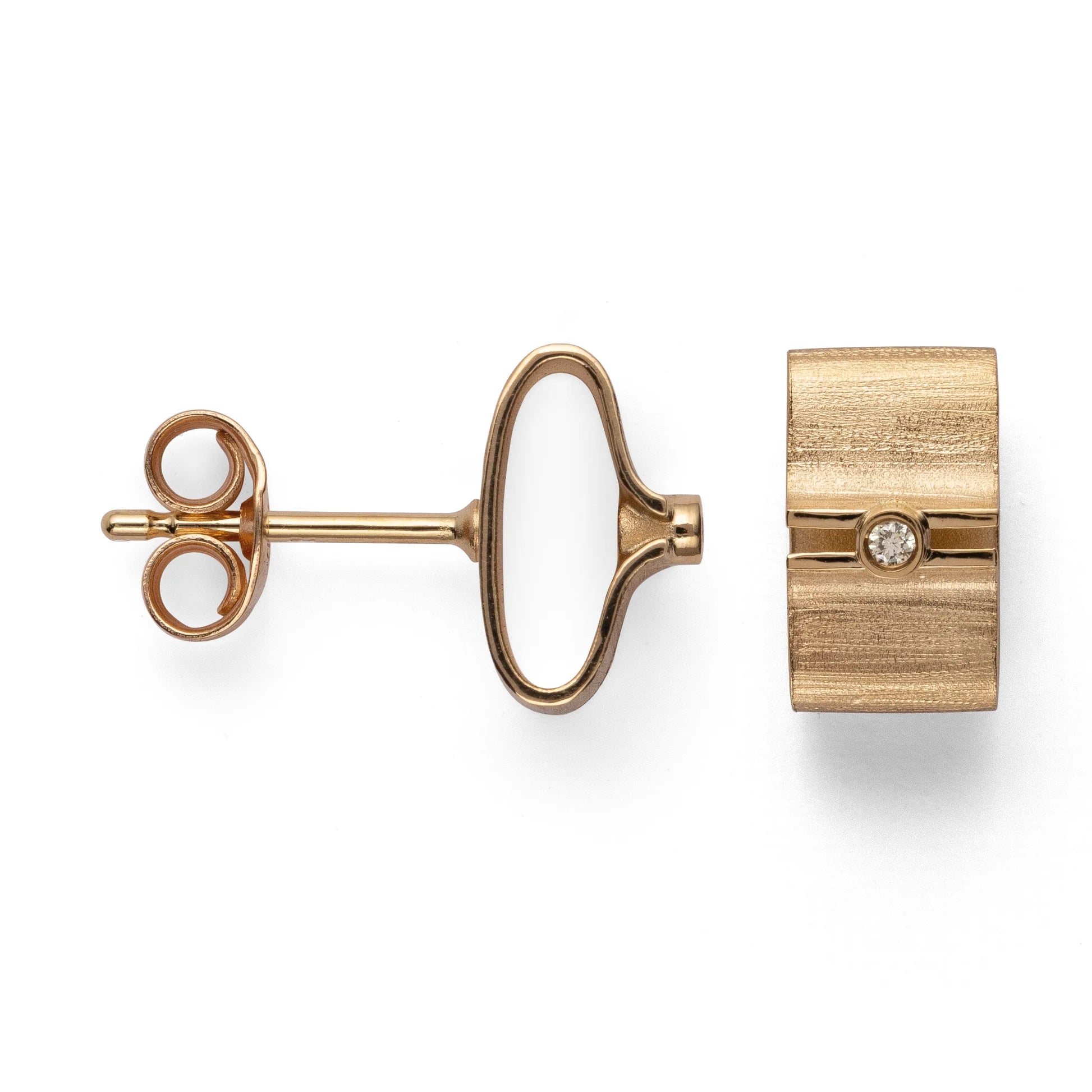 18 karat guld ørehænger mat/børstet, brillant 0,02ct W - SI - Urma.dk