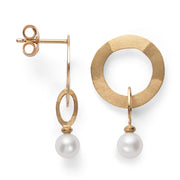 18 karat guld ørehænger mat/børstet kulturperle 2.22ct - Urma.dk