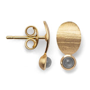 18 karat guld Øreringe mat/børstet, månesten 0,30ct - Urma.dk