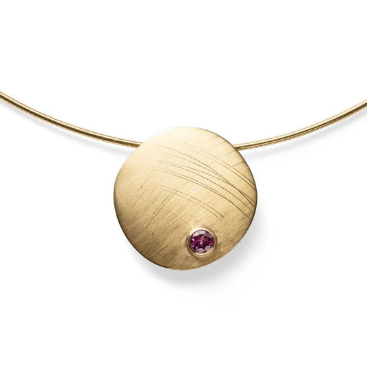 18 karat guld Vedhæng mat/børstet, rhodolit 0,35ct - Urma.dk