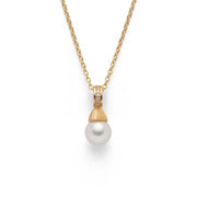 18 karat guld Vedhæng sandblæst, br 0,013 ct W - SI k - perle - Urma.dk