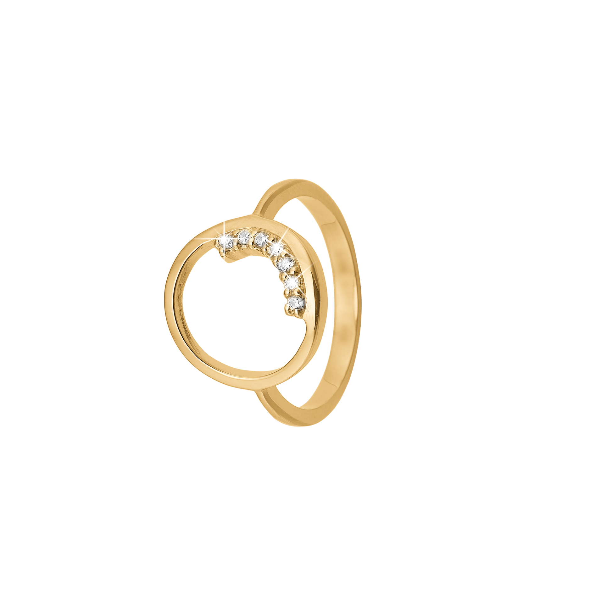 Dame ring, 14kt guld m/7cz