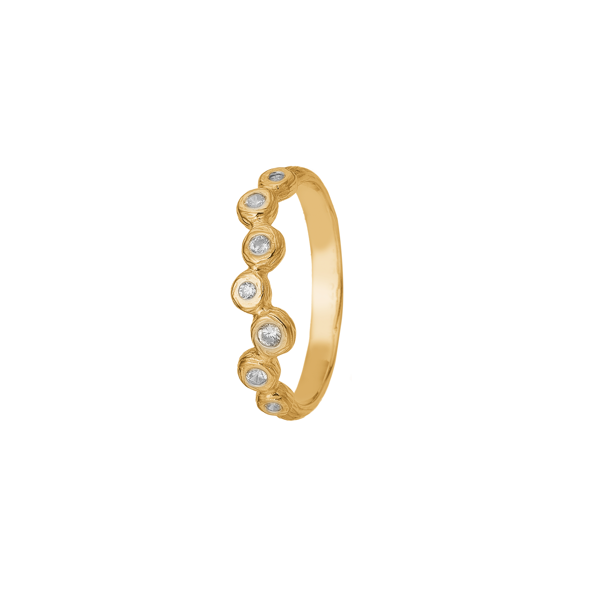 Ring med bobler, 14k m/ 7 cz