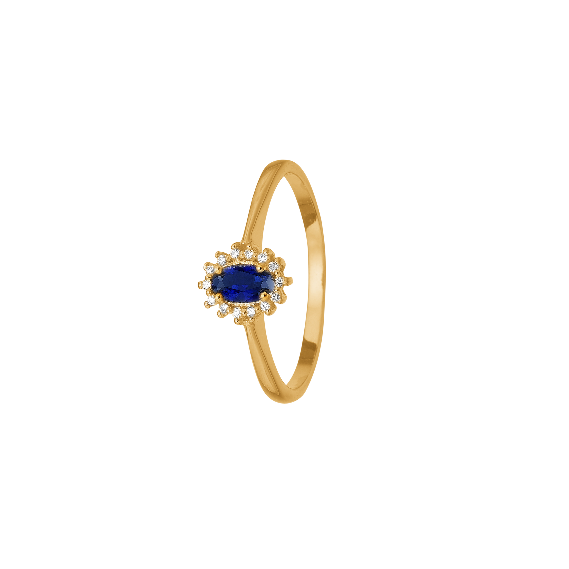Ring 8 kt, safir og diamanter
