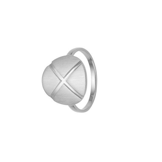 Ring, plade m/kryds, sølv