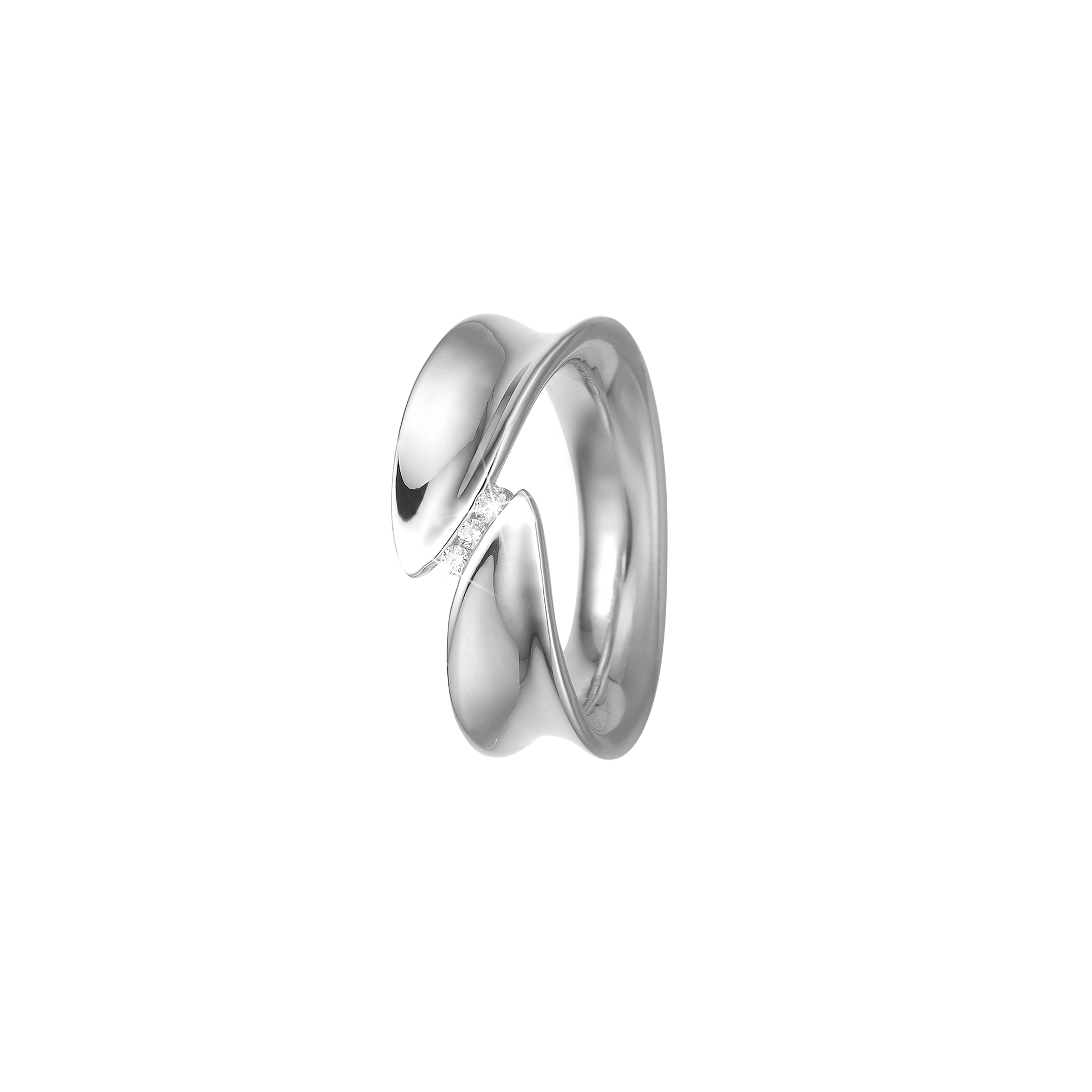 Dame ring, blank m/3cz, sølv