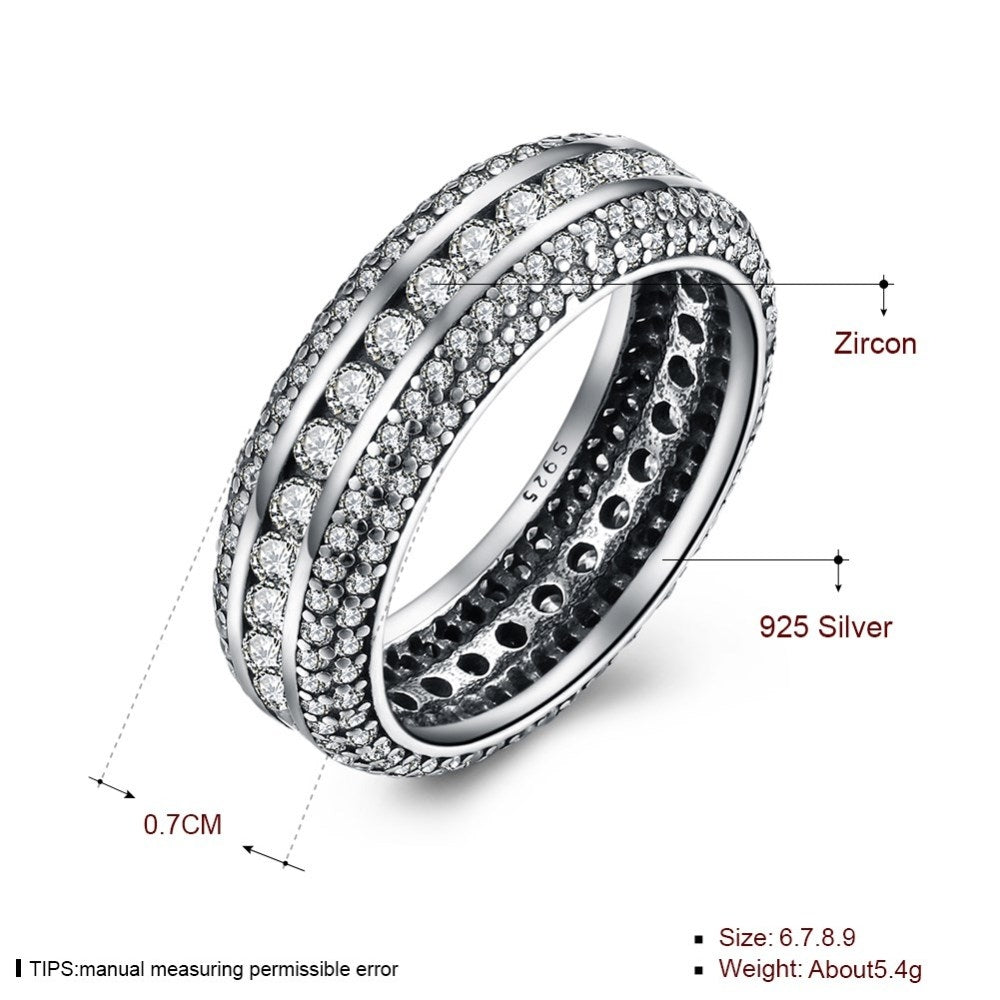 Sølv ring med flere rækker zirconia