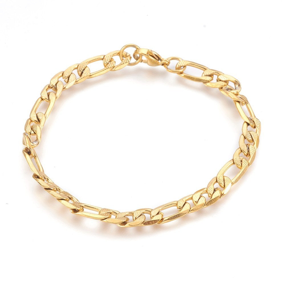 Armbånd, forgyldt rustfrit stål 22 cm